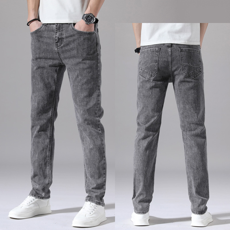 Pantalones vaqueros de los hombres Primavera y cuatro estaciones moda Slim straight stretch coreano casual boutique