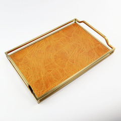 European modern leather metal storage tray entrance storage tray miscellaneous coffee table hotel tray snack tea tray