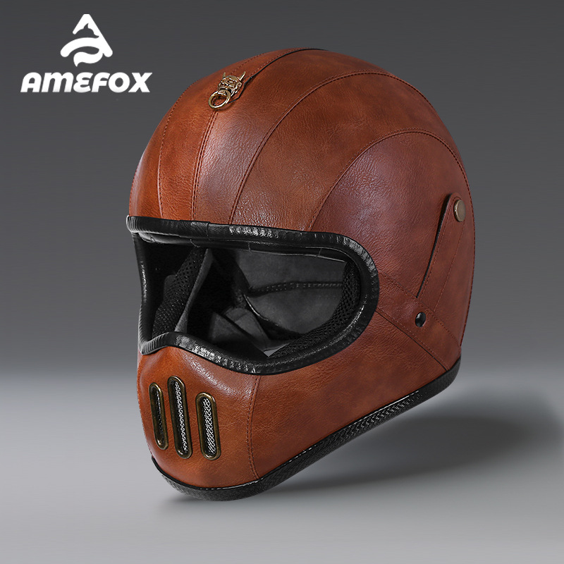 Casque de moto intégral en fibre de verre, petit format, en cuir, super fibre, unisexe, léger_voghion.com