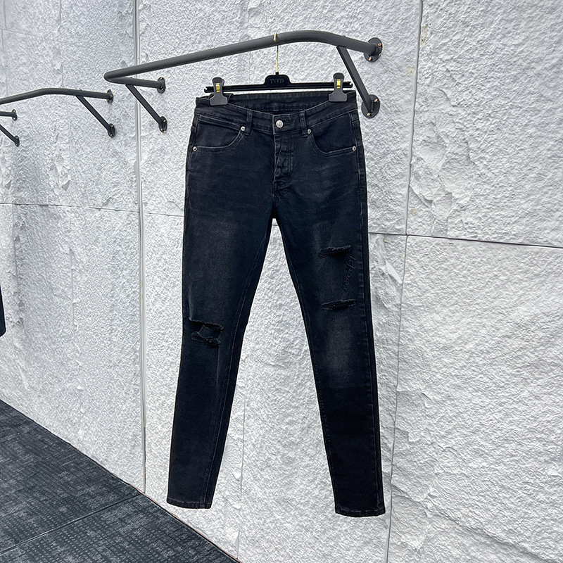 Cross-border black fashion feet spring 2025 new ksubi temperament ripped jeans men