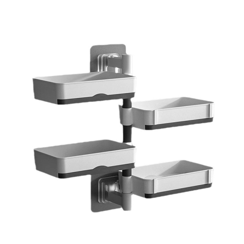 caja de jabón tipo pared baño inodoro sin perforación estante de almacenamiento de jabón rotatorio multicapa de drenaje de alta calidad