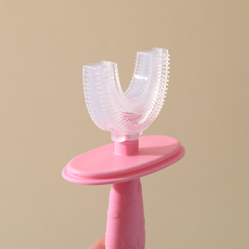 Cepillo de dientes de silicona para niños de 2 a 6 años, cepillo de dientes para limpieza de bebés, cepillo de dientes doméstico para proteger las encías, cepillo de dientes de dibujos animados con forma de U, cepillo de dientes de cerdas suaves.