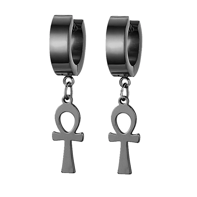 Чёрные серёжки из нержавеющей стали, цепь, подвеска, Aliexpress