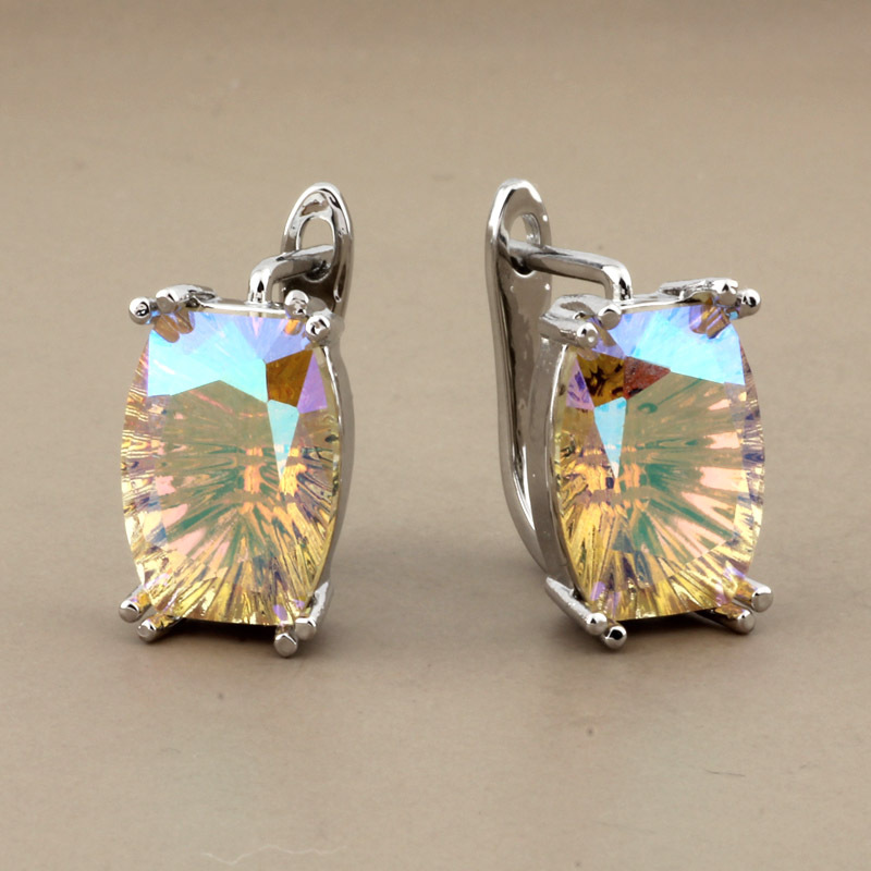 Nueva Venta caliente transfronteriza europea y americana de lujo exquisito cristal brillante color rosa oro oído hebilla pendientes mujer fábrica al por mayor