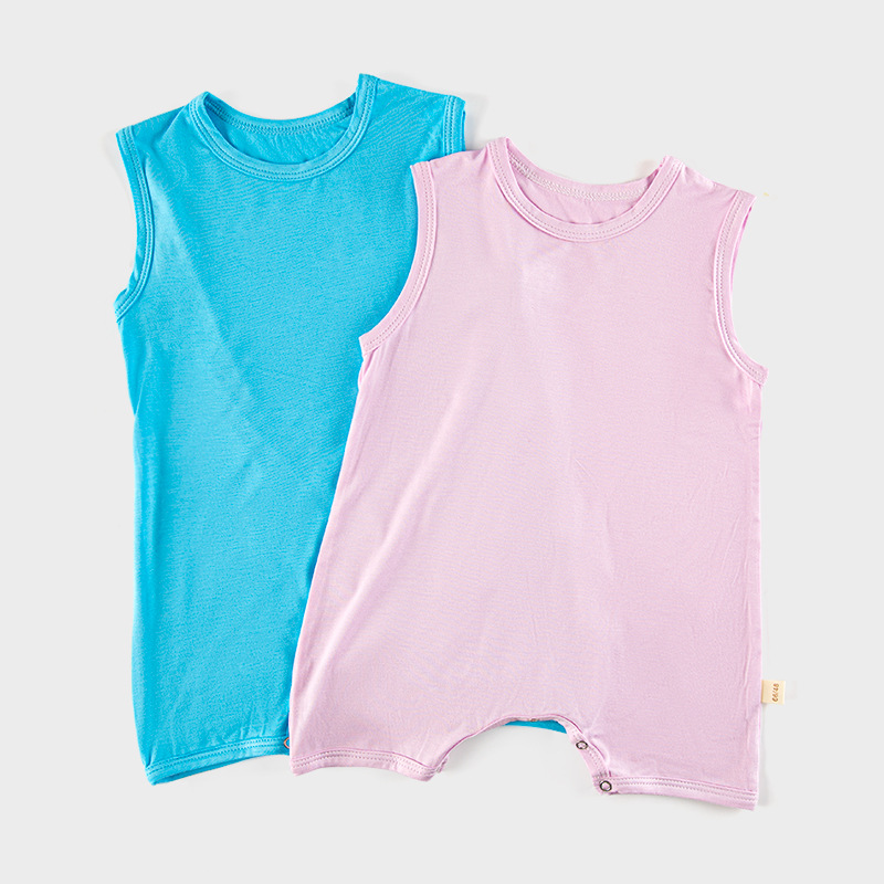 Bebé mono 2023 verano modal fina seda de hielo chaleco sin mangas corto mameluco recién nacido mameluco del bebé