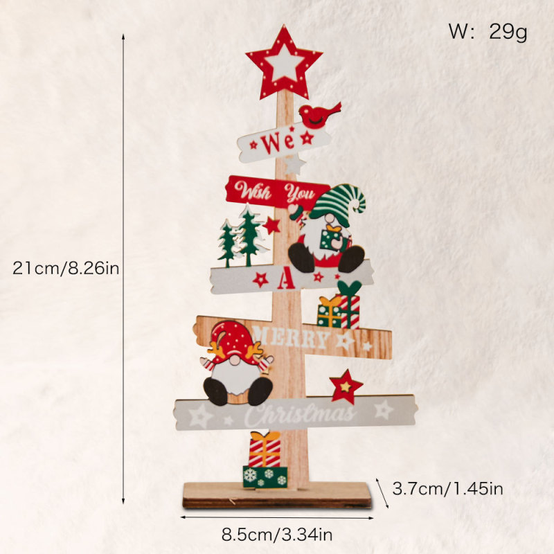 国境を越えた新しい木製クリスマスツリーデスクトップオーナメント雪だるま老人オーナメントクリスマスオーナメントジンジャーブレッドマンオーナメント|undefined