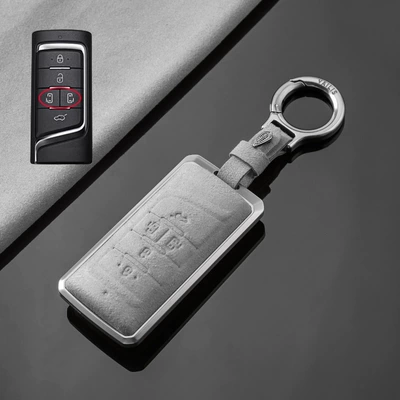 Male gs8 New m6pro Case — Car key bag - trumpchi-a-tarnish-aluminum-alloy-light-gray-suede-upgrade-ring-buckle