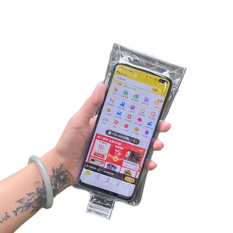 【工場直販】新しいテイクアウトライダー専用の高透明携帯電話防水バッグ、充電式、タッチスクリーン付き|undefined