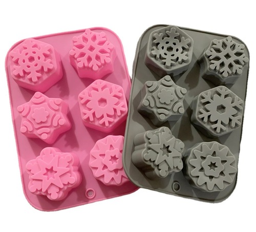 6-round round snowflake mold, five-pointed star snowflake grinder, gypsum ice grid fruit tree flower, handmade soap candle mold