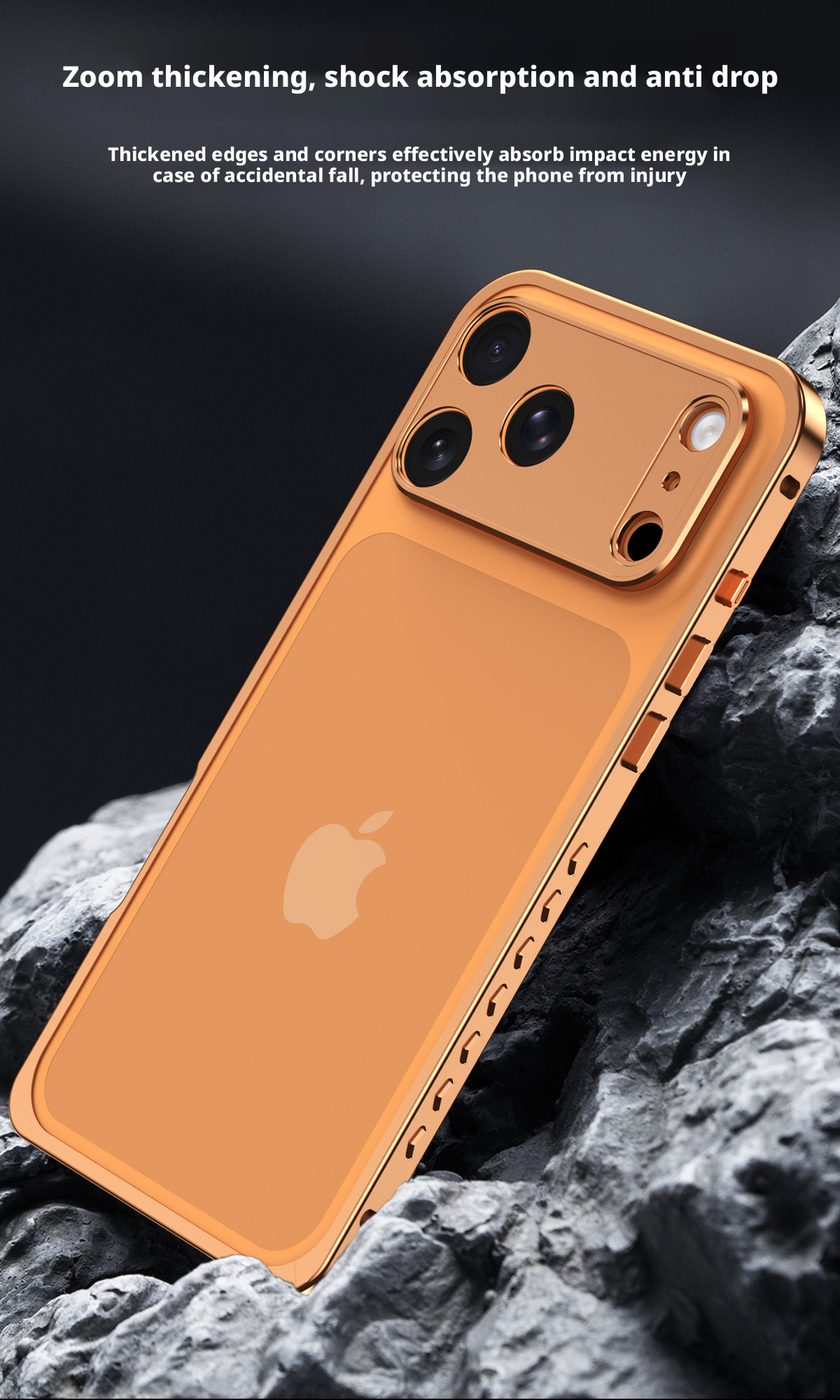Ốp lưng iPhone viền kim loại tản nhiệt chống sốc dạng khung móc biển — Cam, Bạc, Đen, Xanh chi tiết 8