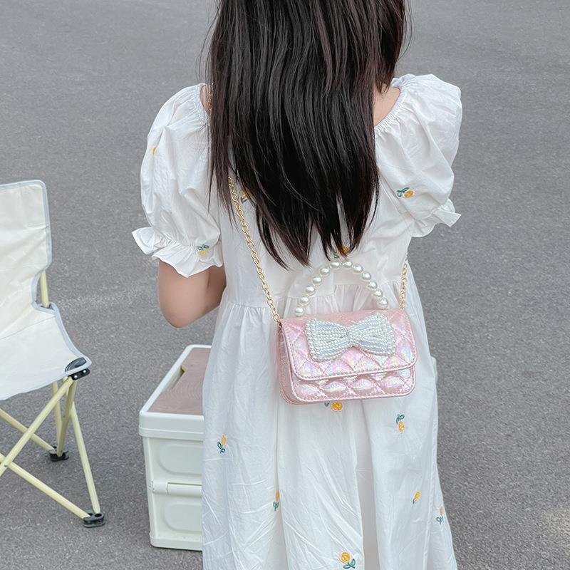 Bolso DE LOS NIÑOS 2022 nueva moda simple niñas bolsa de mensajero lindo arco princesa estilo perla moneda monedero