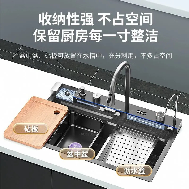 304 ballenas de acero inoxidable números voladores lavabo de lluvia cascada de tanque único nano lavabo de panal lavabo de verduras lavabo lavabo doméstico