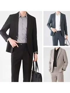 西服套装男修身商务休闲职业正装西装外套大学生面试伴郎新郎礼服