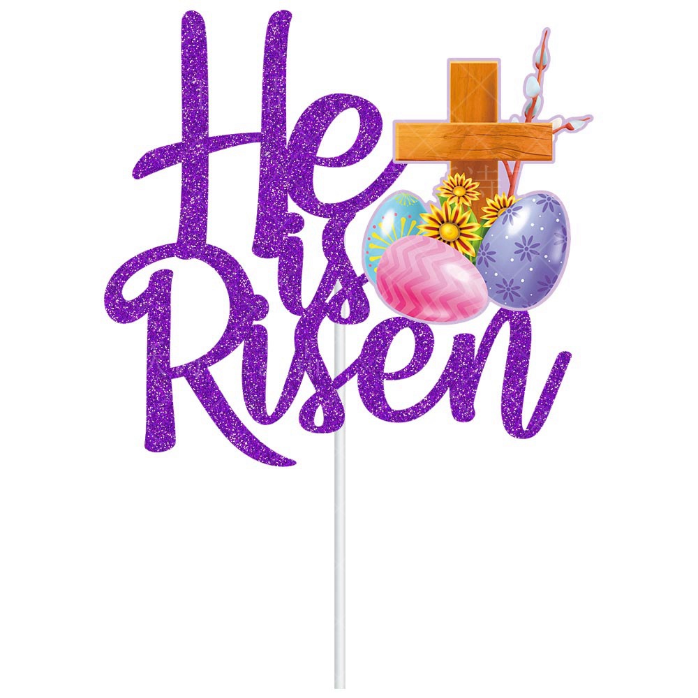 Amazon nueva decoración de Pascua Garland traje Él es resucitado Pascua bandera pastel tarjeta inserción