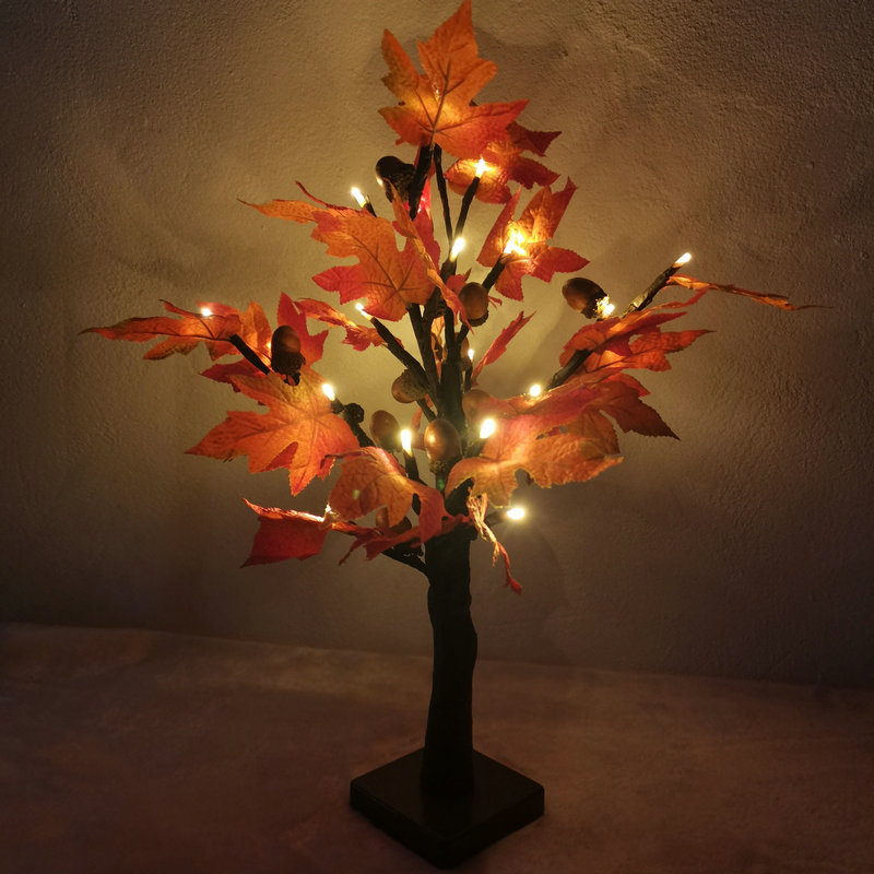 ins圣诞节日枫叶树装饰灯 仿真枫叶树灯暖光发光树LED景观灯批发