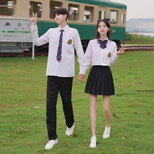 韩版初高中学生装校服毕业班服运动会表演服学院风白衬衫西装套装