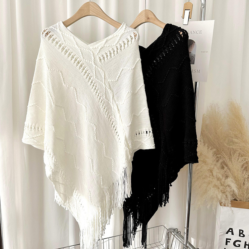 Nuevo color sólido de punto la borla mantón del Cabo las mujeres otoño y el invierno estilo Coreano versátil grueso suéter caliente capa Cabo