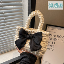 针织包包手工diy自己包包自制毛线包材料蝴蝶结挎包生日礼物礼物
