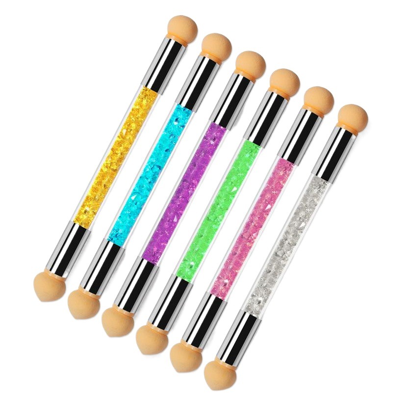 Nuevas herramientas de uñas gradiente pluma manchas pluma punto de color pluma fototerapia punto color pegamento esponja pluma de doble cabeza lavable y reemplazable