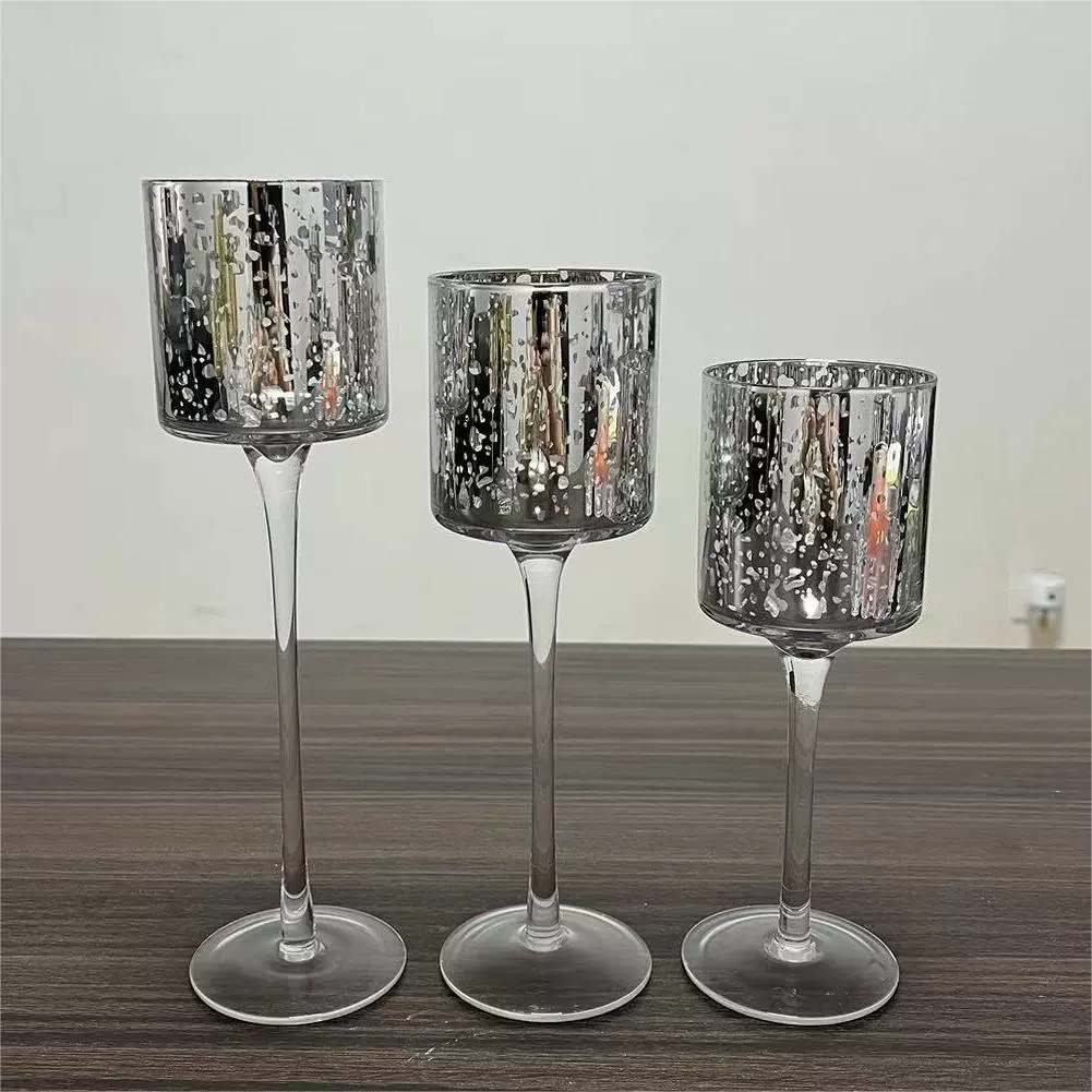 欧式透明高脚玻璃烛光晚餐小烛台玻璃杯摆件香薰蜡烛杯圣诞蜡烛台