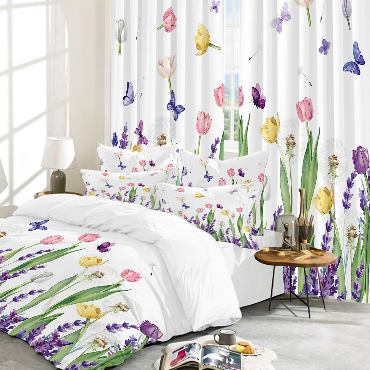 Fabricante directo para la plataforma transfronteriza Amazon WISH venta caliente de productos explosivos, serie completa de ropa de cama de tres piezas y cortinas