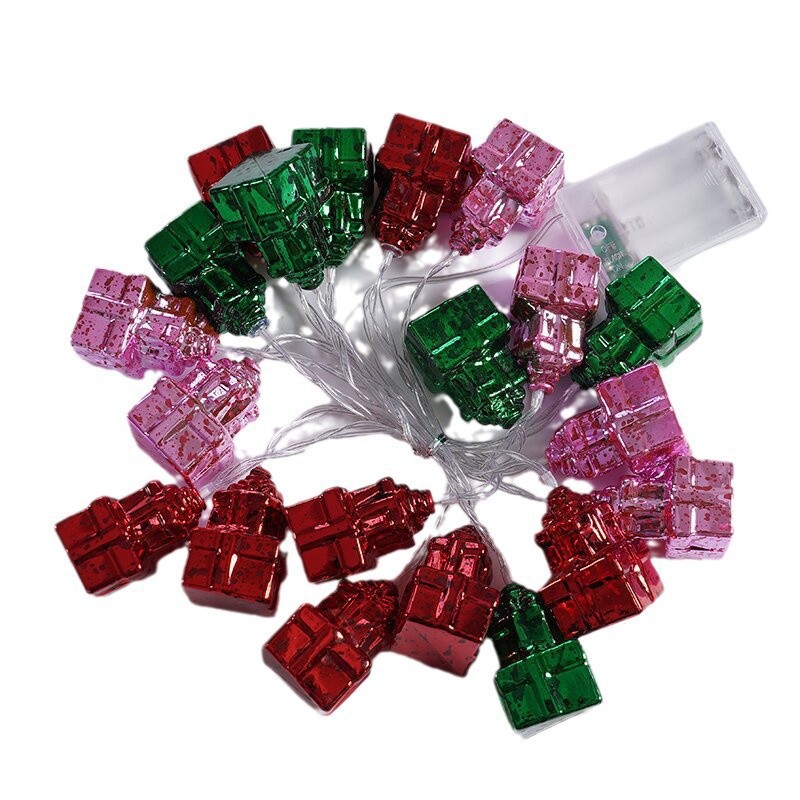 Nuevo LED caja de regalo de bola de Navidad serie de cinco estrellas pequeñas luces de color árbol de Navidad colgante diseño en stock al por mayor