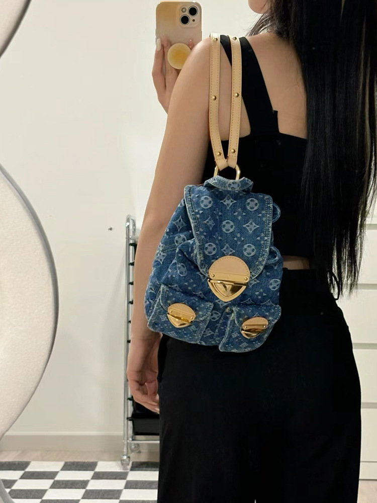 Neie populäre Denim Jacquard-Rucksak mat modeschen, lässegen, gedréckten Duebelrucksäck fir Reesen a villfältegen Eenzelrucksäck_voghion.com