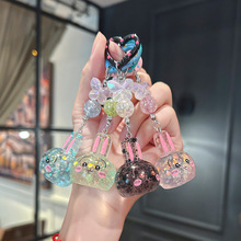闪粉卡通兔子头钥匙扣女生精致挂件串珠挂饰汽车配件高级感挂饰
