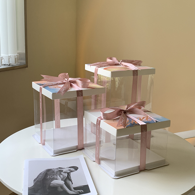 21新烘培透明蛋糕盒子6寸810单层双层12加高方形烘焙礼品盒甜品