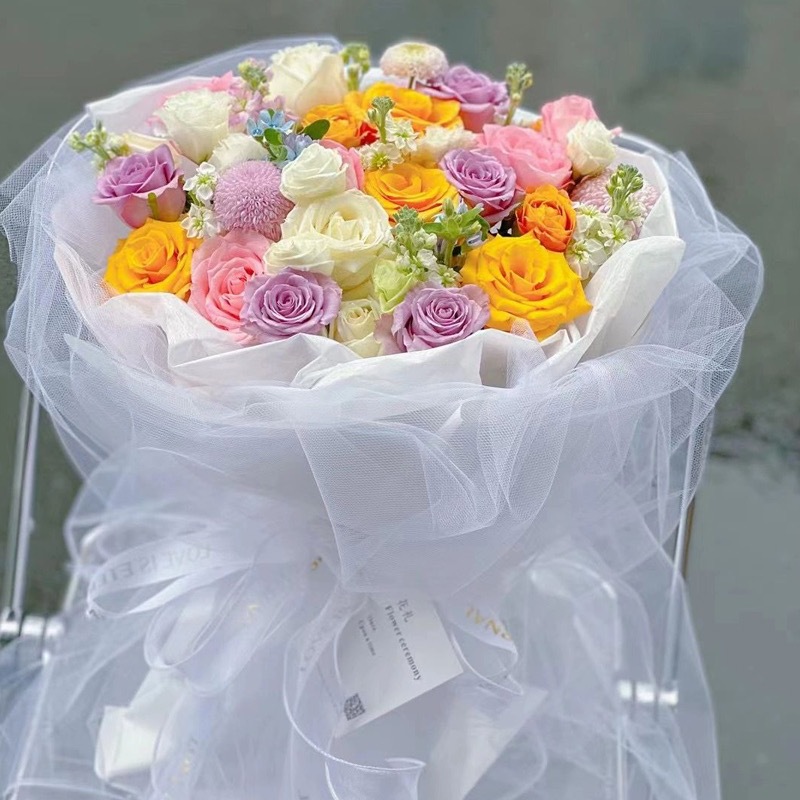 Hilo de hadas Hilo de malla ins Hilo de encaje de color sólido hecho a mano Material de embalaje de flores Hilo de hadas Paquete de ramo