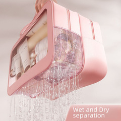 Large Capacity Dry Wet Separation Handheld Cosmetic Bag PVC Waterproof High-End Makeup Bag