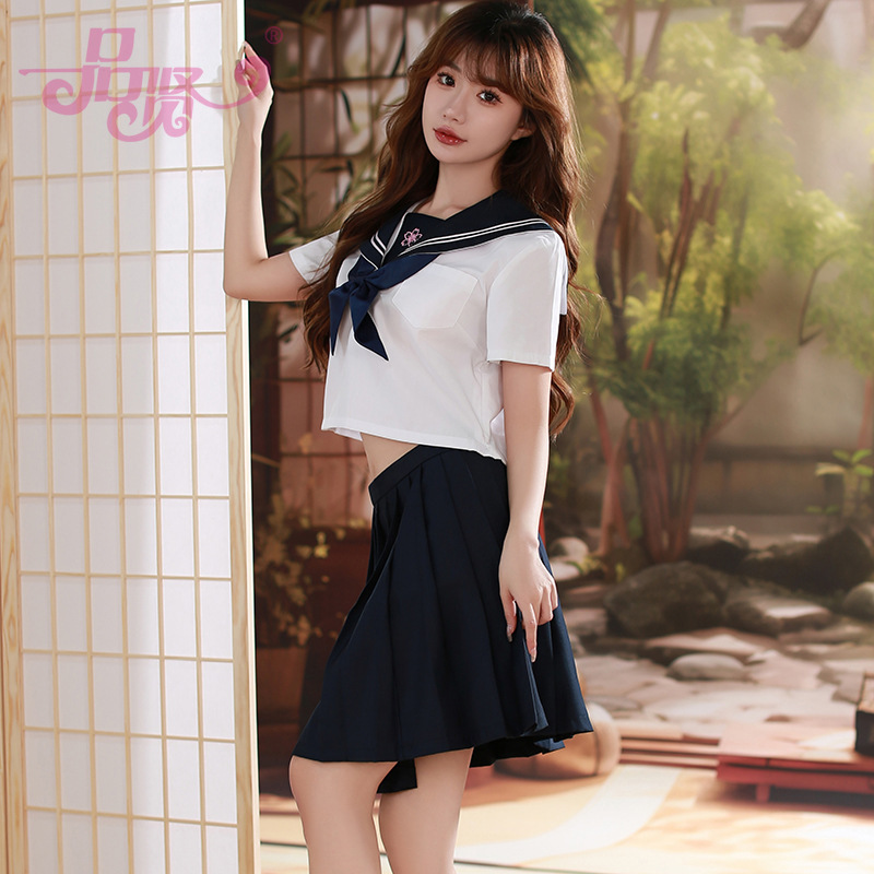GUANGXIANG 일본 JK 유니폼 선원 세트 학생 반팔 활 주름 치마 대학 스타일 세트