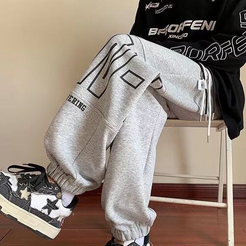 Autumn lettered foot-tight pants for men, American trend printed loose casual pants, Hong Kong trend brand Harlan sweatpants