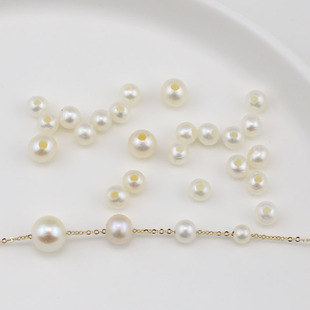 Natural freshwater pearl large holes close to the bead single loose bead handmade DIY bracelet necklace ears jewelry accessories