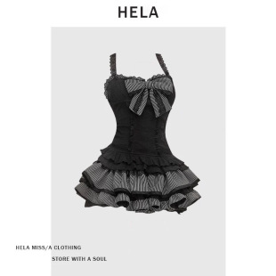 跨境速賣通胖甜辣風黑色蕾絲吊帶長袖開衫女秋2025條紋拼接蛋