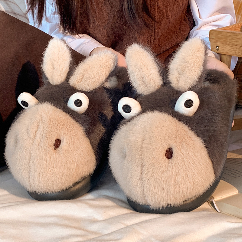 Men's and Women's Velvet Warm Soft-Soled Home Shoes Ins Couple 2025 Autumn and Winter New Cute Little Donkey Cotton Slippers Men's and Women's Velvet Warm Soft-Soled Home Shoes Ins Couple 2025 Autumn and Winter New Cute Little Donkey Cotton Slippers