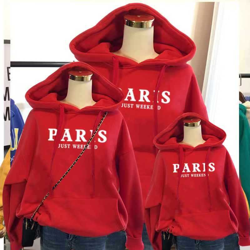 Padres e hijos usan un suéter de otoño de tres bocas 2023 nueva moda madre-hijo madre-hija Otoño e invierno abrigo de manga larga con forro polar estilo occidental