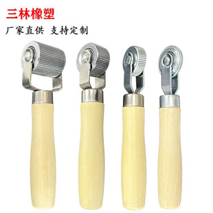 Factory direct supply car tire repair tools cold patch rubber sheet tire wooden handle roller repair tire compaction pressure wheel
