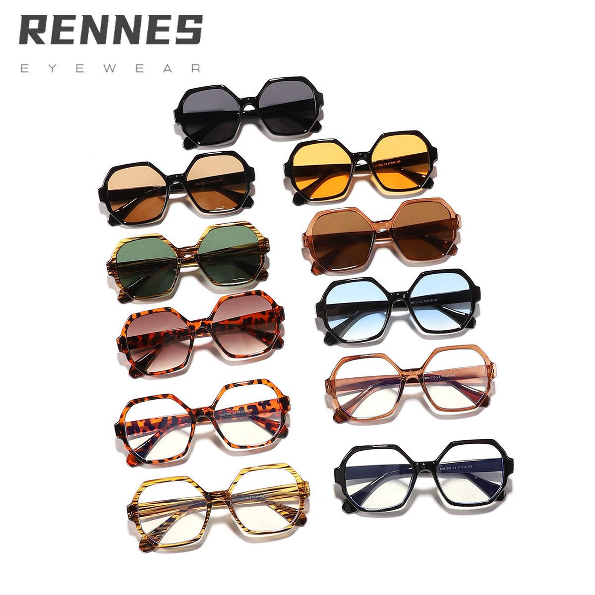 2024 moda europea y americana nuevas gafas de sol poligonales hombres y mujeres retro todo-fósforo viento ins gafas anti-azul