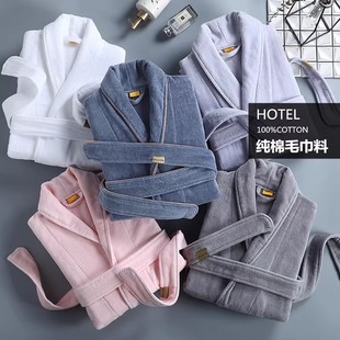Cotton Absorbent Quick-Drying Nightgown Cut Velvet Green Fruit Collar Bathrobe Men and Women Long Four-Season Adult Bathrobe Thickened Manufacturer