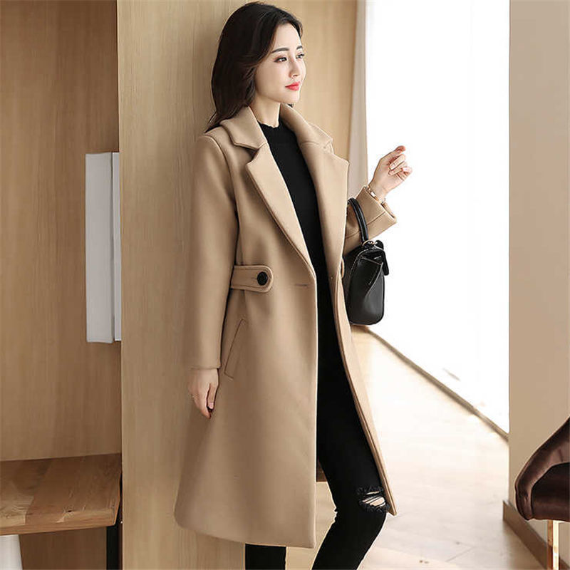 Women's Clothing Temperament Medium And Long Warm Versatile Woolen Coat_voghion.com