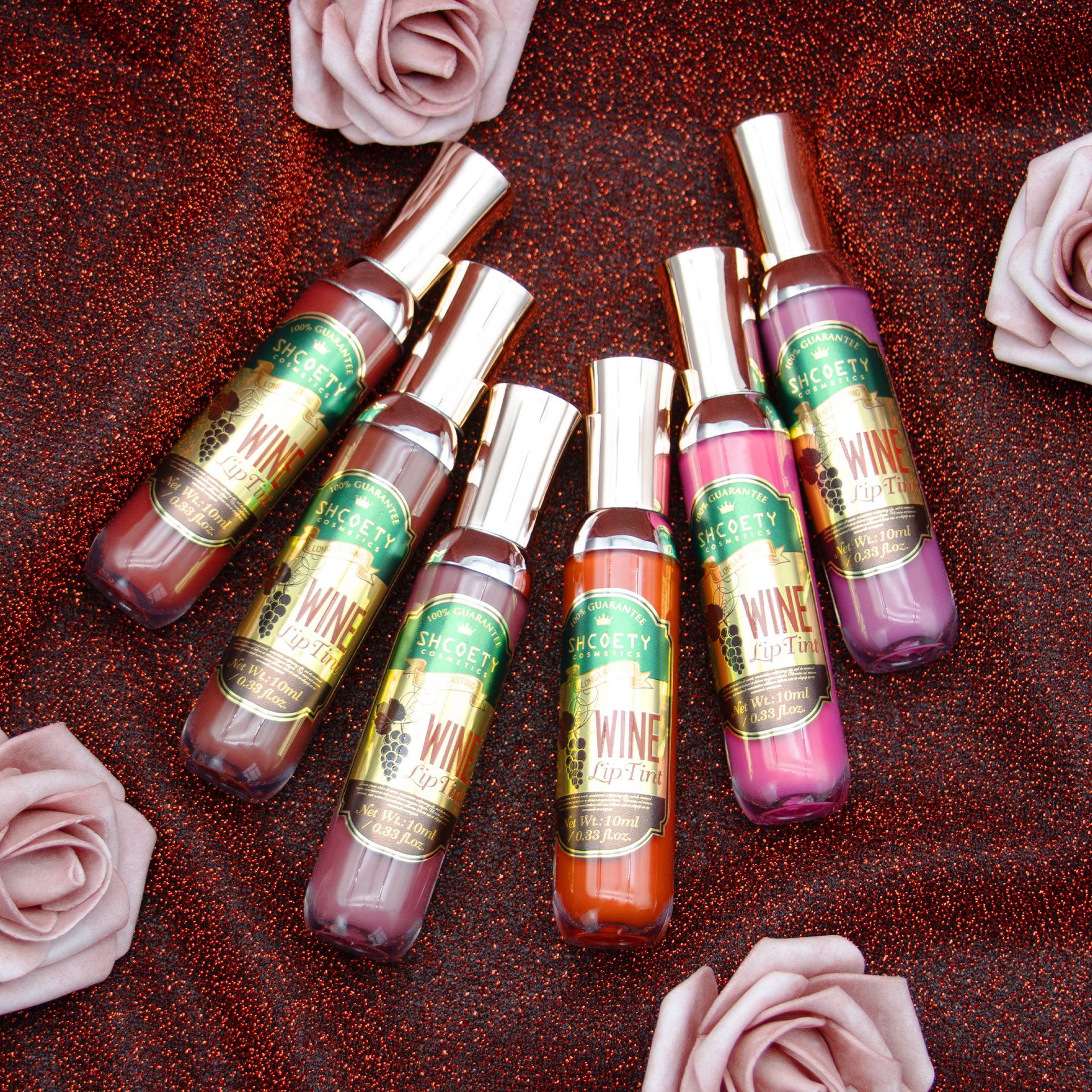 Cross-border lip gloss, red wine bottle, makeup, lip dye, non-fading lips, matte, frosted velvet lip gloss, liquid lipstick undefined