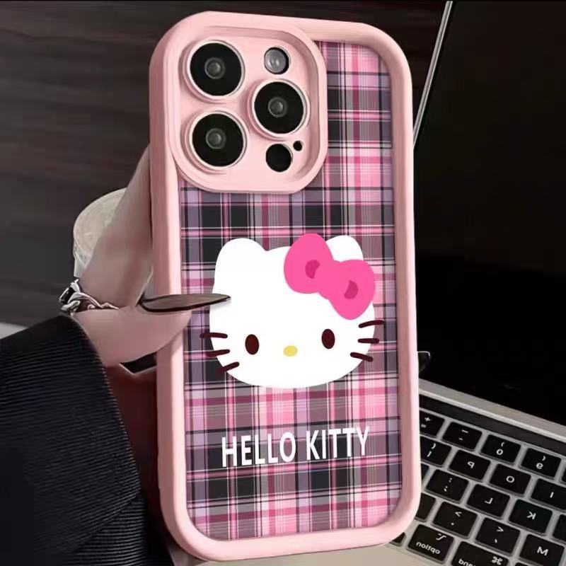 Funda para teléfono móvil KTcat iPhone16/15ProMax a cuadros 14 Apple 13 todo incluido 11 estilo caliente XS/XR12 Japón y Corea del Sur
