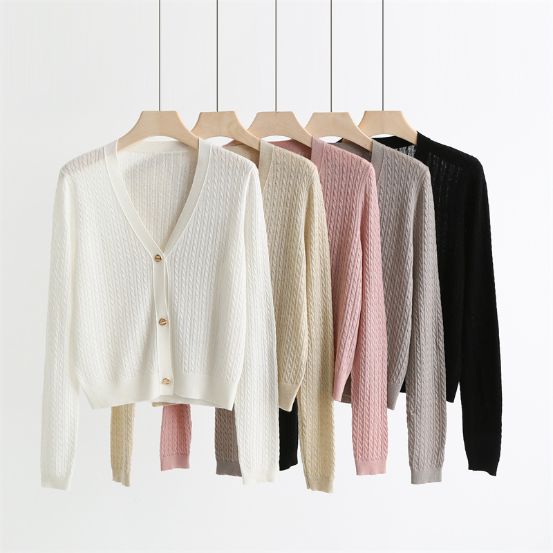 Flash gold and silver wool V-neck twist knit cardigan autumn new coat women's top commuter 92681B Flash gold and silver wool V-neck twist knit cardigan autumn new coat women's top commuter 92681B