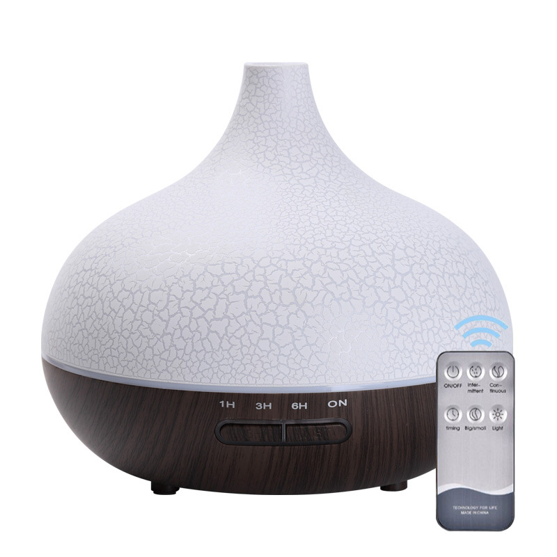 리모컨 다크 우드 패턴 받침 + 화이트 크랙 뚜껑