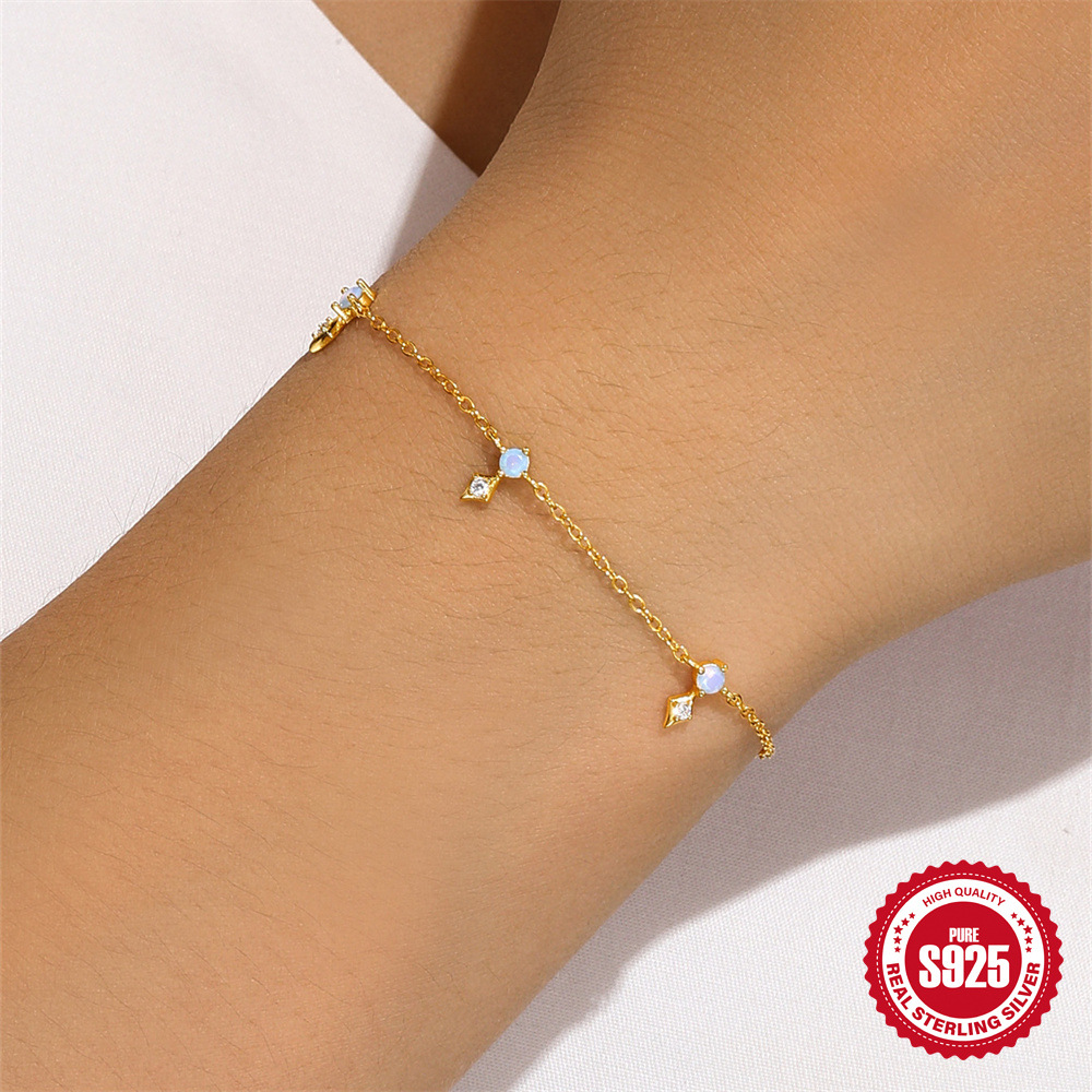 Europeo y americano transfronterizo S925 estrellas de plata esterlina azul estilo explosivo temperamento ins estilo simple apilado todo fósforo pulsera exquisita