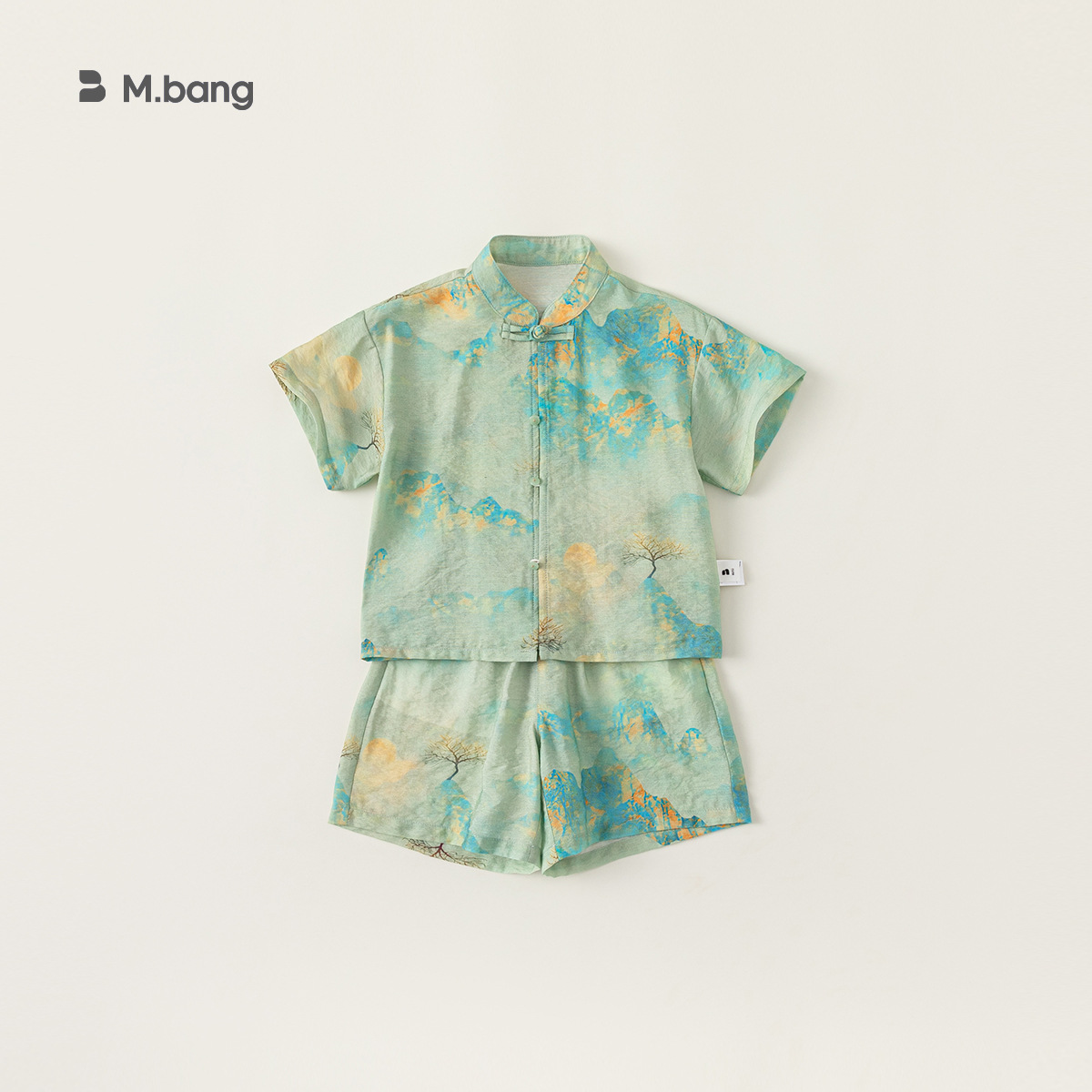 Youbao ropa para niños traje Hanfu para niños estampado de estilo chino 2025 verano niño hebilla de disco pantalones cortos Tang traje de dos piezas