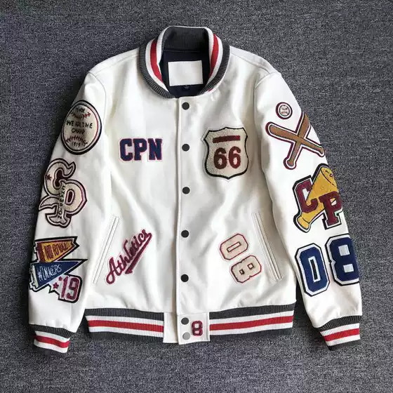 Baseball uniform for boys autumn 2024 fashion brand short leather jacket loose coat pu leather men's outer jacket
