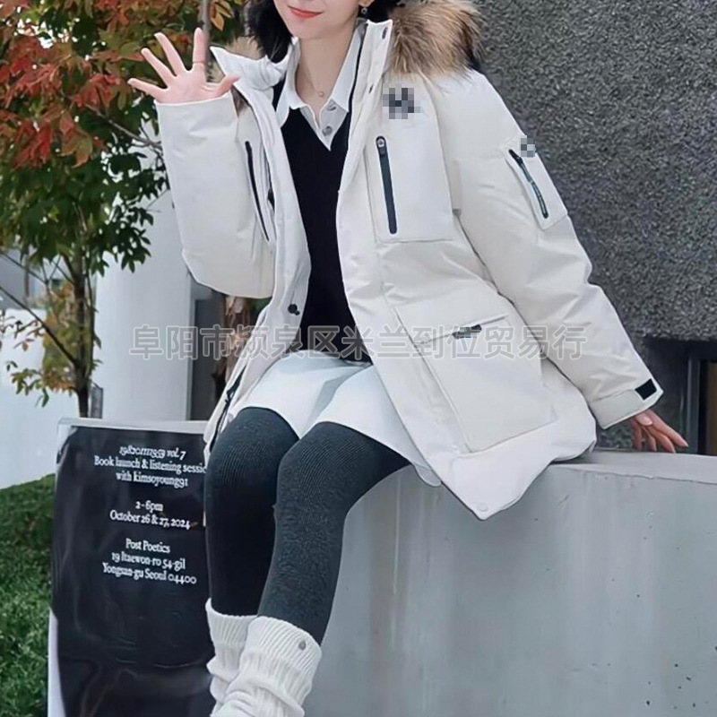 莆田现货ML闽B洋基队2代鹅绒羽绒服中长款加厚连帽毛领户外情侣款|undefined