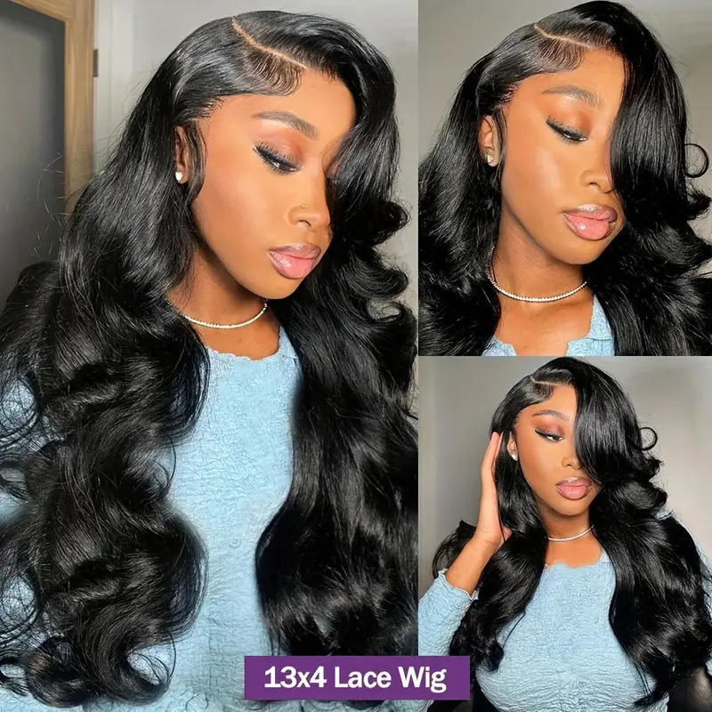 13*4 Natural High-Temperature Synthetic Lace Front Wig, Women's Middle Parting Long Wavy Hair, Natural Full Head Wig, in Stock